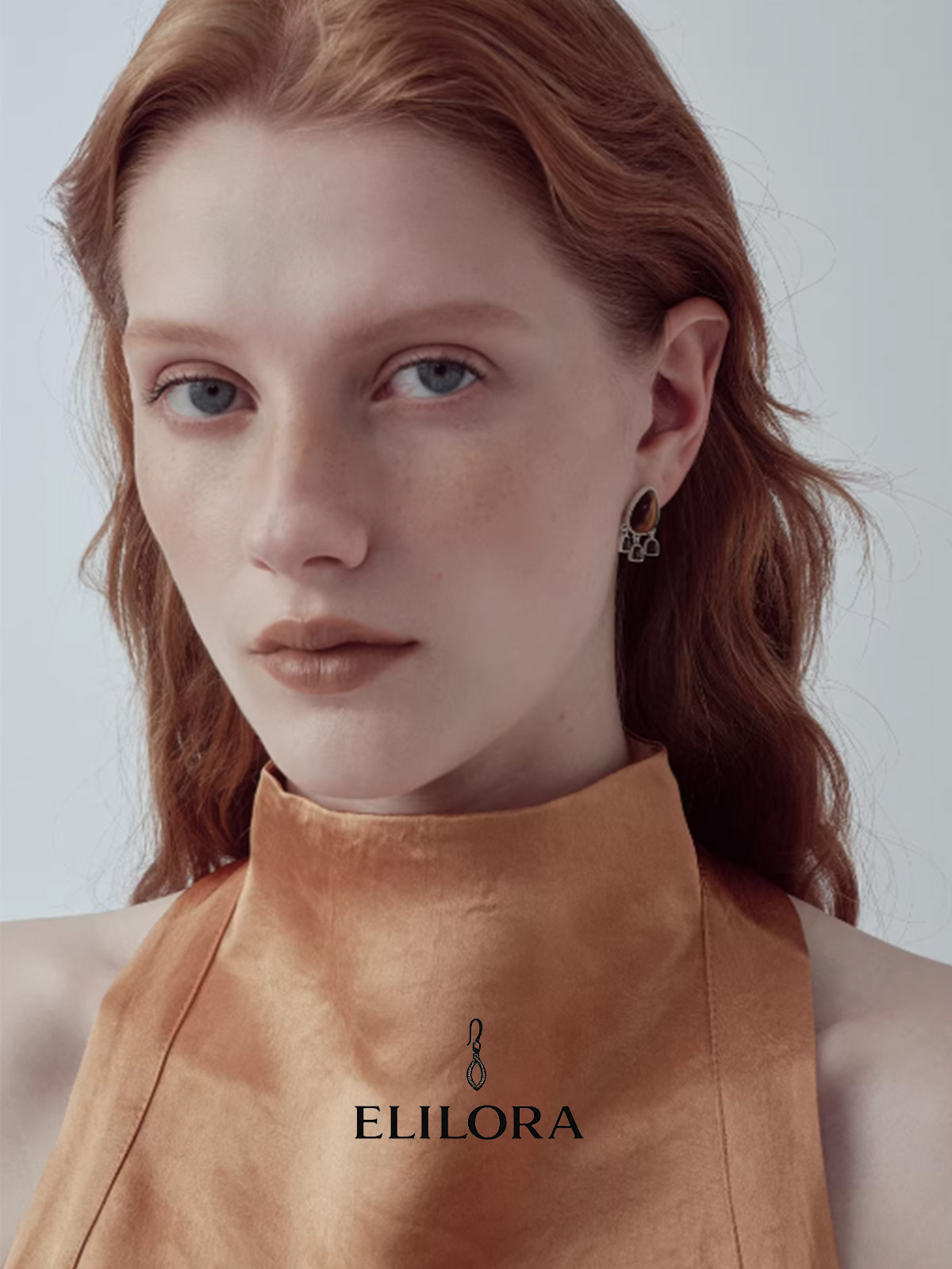 Silver Tiger Eye Halo Windchime Earrings